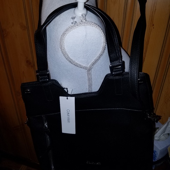 NWT CALVIN KLEIN XL SONOMA LEATHER SATCHEL CROSSBO